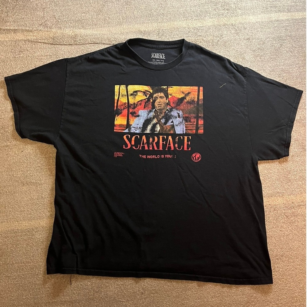 Scarface The World Is Yours Tony Montana Graphic T-Shirt Black XXL Mens